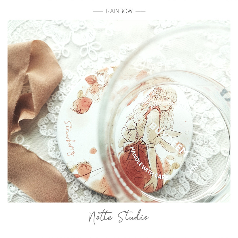 Now {Notte Studio} original license Vanilla Strawberry Alice Badge Pin Absorbent Ceramic Coaster