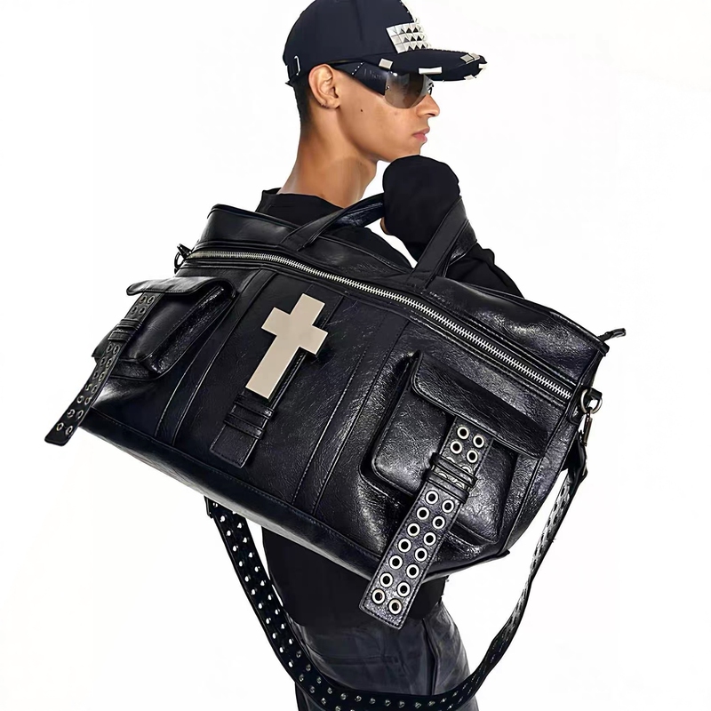 2026 Trendy Brand Unisex W Cross Crackle Leather Handbag Shoulder Bag Tote Bag Crossbody Bag