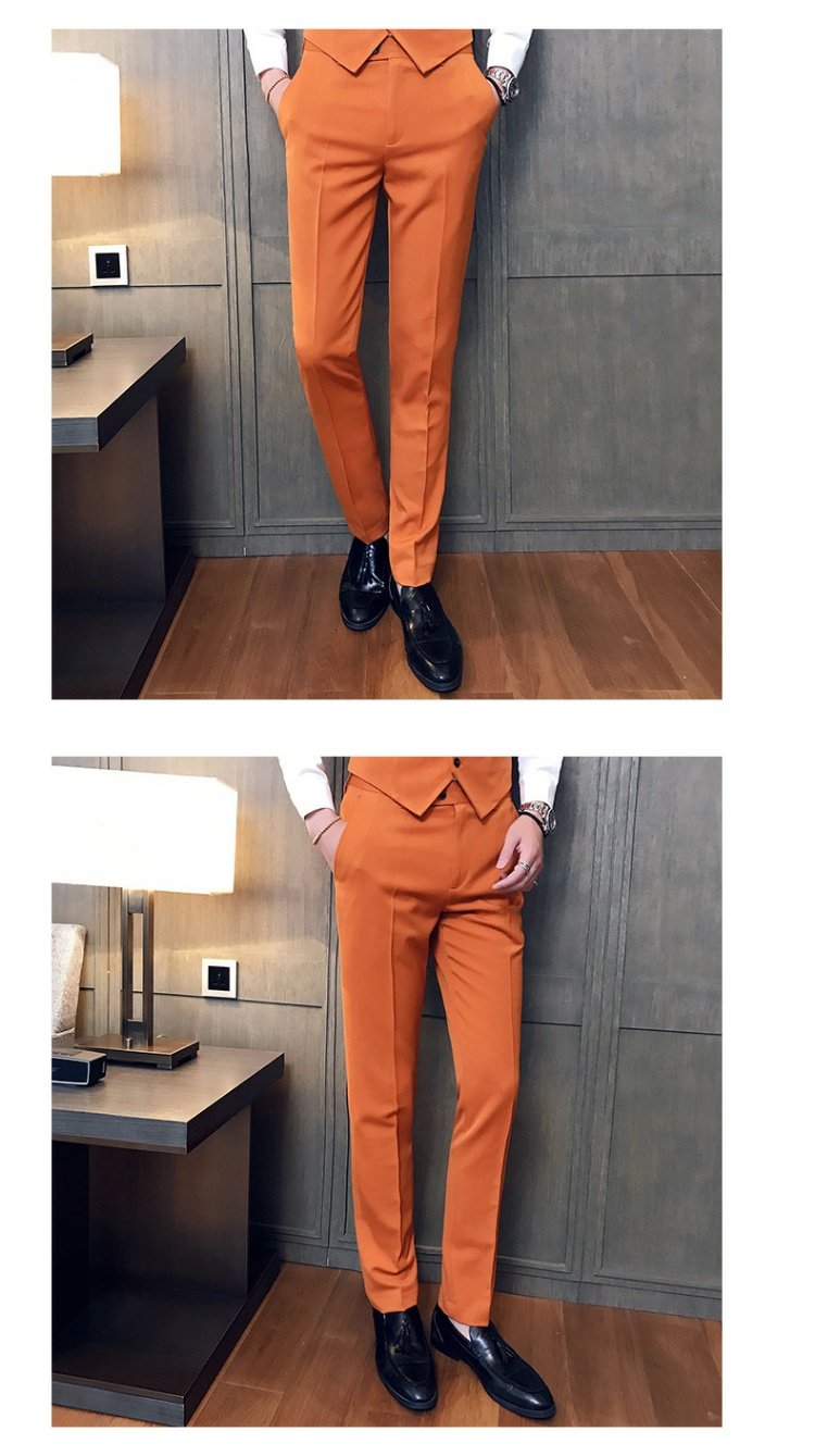 Quần nam mùa xuân và mùa thu quần nam phù hợp với quần mỏng Thanh niên phiên bản Hàn Quốc của quần dài không sắt thường mặc quần dài chú rể quan au