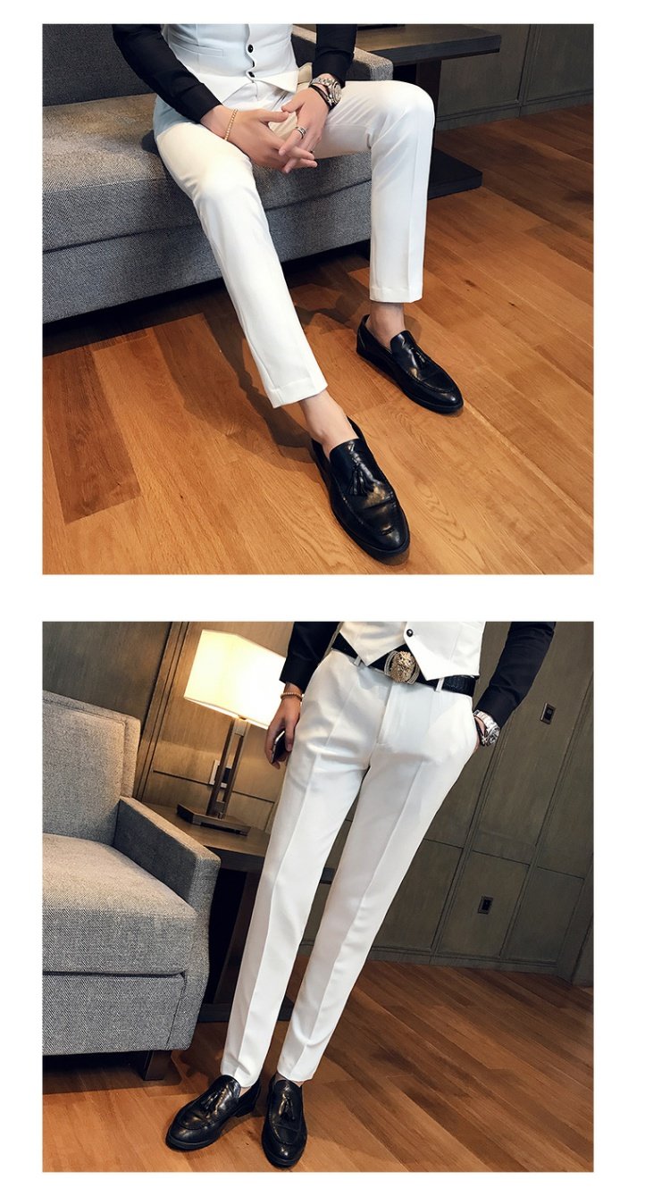 Quần nam mùa xuân và mùa thu quần nam phù hợp với quần mỏng Thanh niên phiên bản Hàn Quốc của quần dài không sắt thường mặc quần dài chú rể quan au