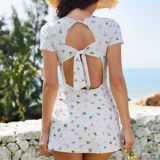 Купальник, цветочный принт, по фигуре, изысканный стиль