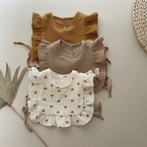 Balabala clearance Korean version ins style infant and toddler 4-layer cotton gauze saliva napkin baby bib retro baby flower
