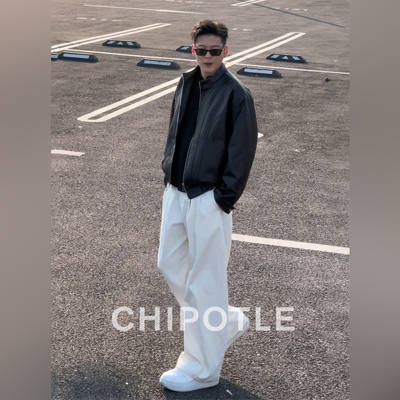 Korean Chipotle High-End White Wide-Leg Trousers for Men, 2026 Spring American High Street Style Flared Pants