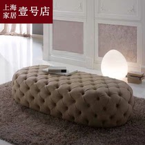 Italian leather pull buckle shoe stool retro cloakroom stool clothing store sofa stool Oval foot treads