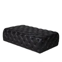 American leather shoe stool clothing store sofa stool pedal cloakroom stool living room bench black cowhide Pier