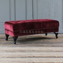 American velvet fabric shoe stool designer light luxury sofa red bench cloakroom stool coffee table stool