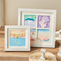 Oil pastel photo frame DIY painting four-square square 6-inch work special frame small frame mounting wall