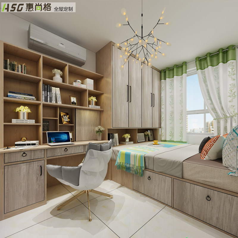 Wheishang Hong Kong Modern Brief About Small Bedroom Day Style Stepped Rice Bed Wardrobe Integrated Whole House Furniture Custom
