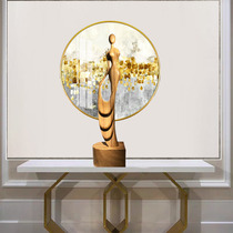 The entrance hall aisle clubhouse space decoration modern Chinese abstract figure original wood color twisted sculpture artwork