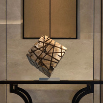 The entrance hall aisle clubhouse space decoration modern Chinese style cube twisted sculpture art ornaments