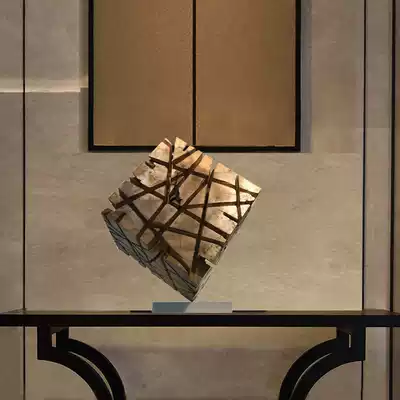 The entrance hall aisle clubhouse space decoration modern Chinese style cube twisted sculpture art ornaments