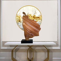 The entrance lobby aisle hotel space decoration retro design abstract figures brown-red twisted sculpture artwork