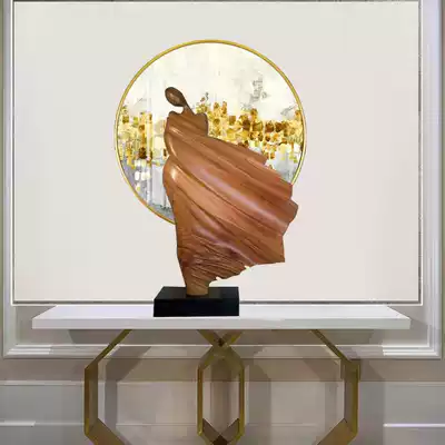 The entrance lobby aisle hotel space decoration retro design abstract figures brown-red twisted sculpture artwork