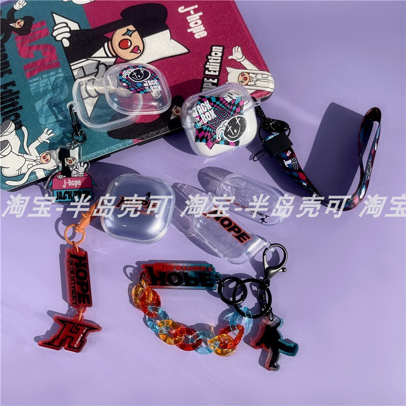 Rjinhit Bts Earphone Case Is Suitable for Samsung Buds Live Pro 2 2Pro Fe Buds3Pro Earphone Case Transparent Protective Case Jimin J-Hope V Jin
