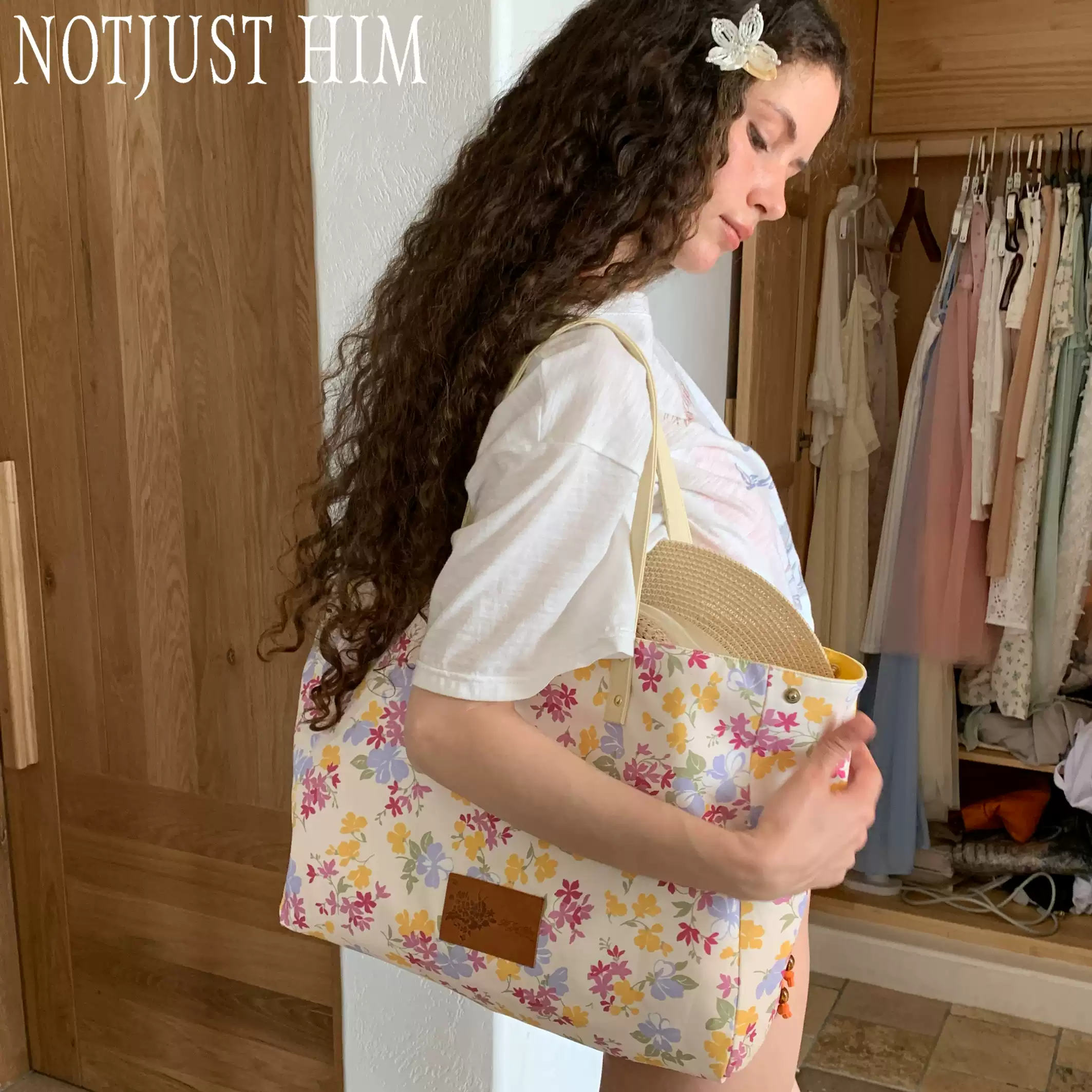 花筏NOTJUSTHIM碎花&條紋珍珠燙鑽雙面用託特包-淘寶Taobao | 天貓Tmall