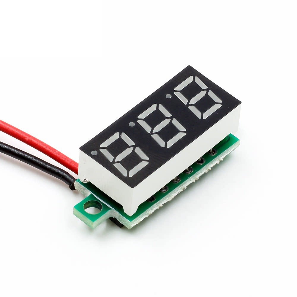 0.28寸超小数字直流电压表头 数显 可调 两线DC5-30V 反接保护