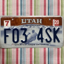 American license plate UtahUT Utah F034SK off-road vehicle modified collection decoration film and television props nostalgic film license plate
