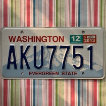 U.S. License Plate WashingtonWA Washington State AKU7751 Foreign License Wrangler Retro Props
