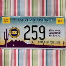 American license plate ArizonaAZ Arizona 259 Shepherd to decorate the antique number of letters nostalgic