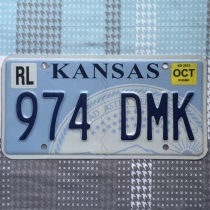 U.S. license plate KansasKS Kansas 974-DMK alloy decorative alphabet bar foreign numbers