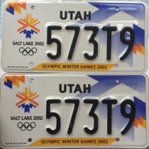 American license plate UtahUT Utah 573T9 Salt Lake City Winter Olympics commemorative decoration film and television props style old
