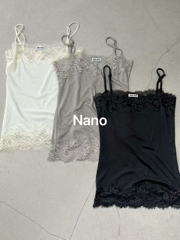 26 Autumn/Winter Nano Genuine Korean Imported Fabric 66% Tencel 28% Wool Lace Camisole with Small Label for Layering