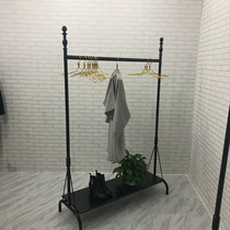 Clothing store display rack shelf Floor-standing horizontal bar Mens and womens clothes rack hanger mobile display rack creative