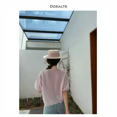 DORACTR21 TOPLINE high quality cashmere mulberry silk cute small cage short sleeve exquisite cashmere T T