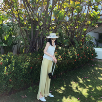 DORA2021ss high-end 60 ultra-thin silk wool summer good wear skin-friendly side fork air pants