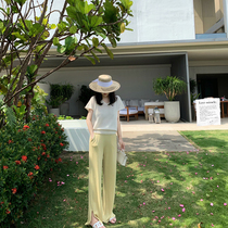 DORA2021ss high-end joint TOPLINE special cashmere outer seam bone loose V collar short sleeve light and comfortable