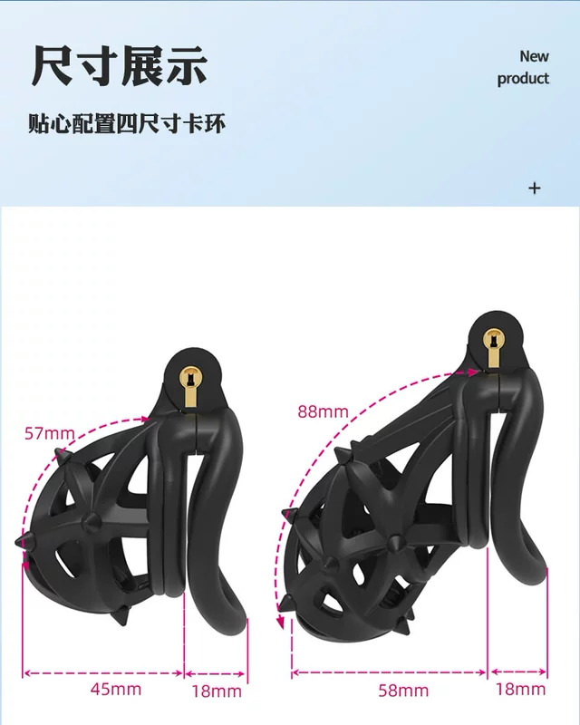 23 Kim Cương Mới Lồng Gai Đôi Đầu Mềm Gai Khóa Trinh Tiết Thoáng Khí CB Khóa Nam Nhẹ Thiết Bị Trinh Tiết