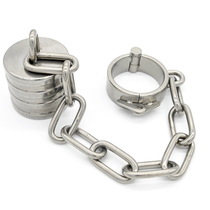 Prison bird stainless steel chain anal plug JJ ring set large metal anal plug anal enema