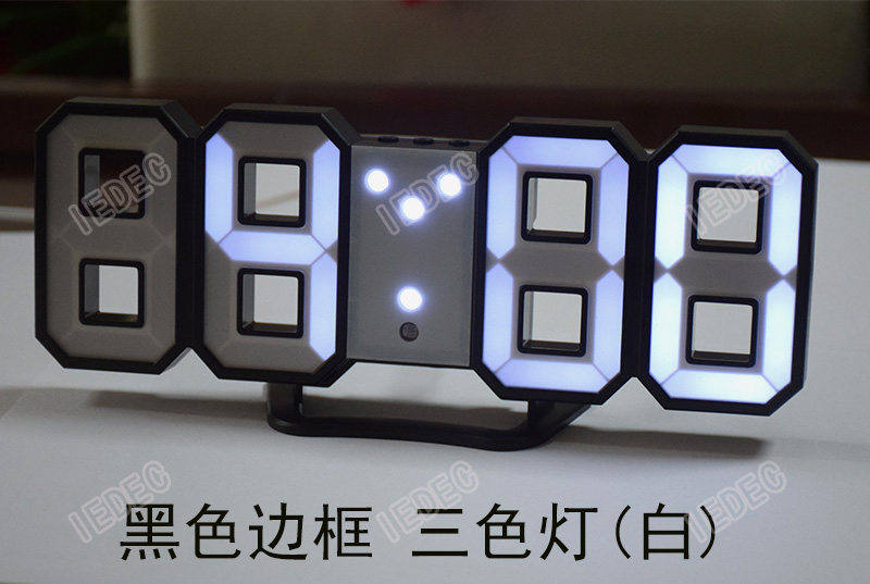 3D solid clock electronic hanging wall hanging clock time temperature display clock LED night light adjustable alarm clock digital clock