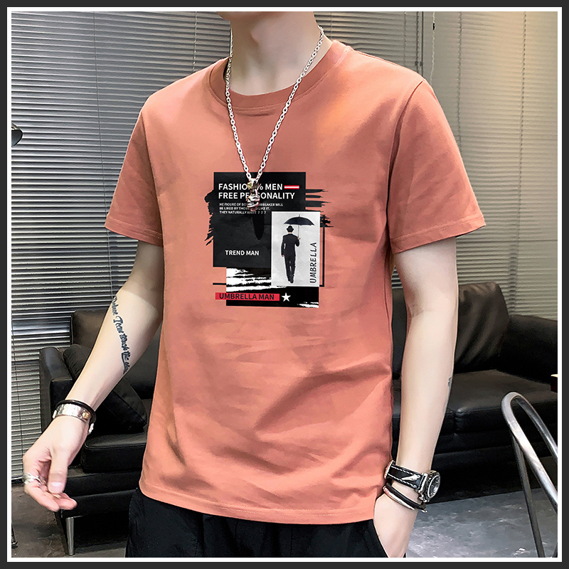 Short-sleeved men's tide brand ins trend all-match T-shirt new cotton loose and handsome college student couple sports clothes