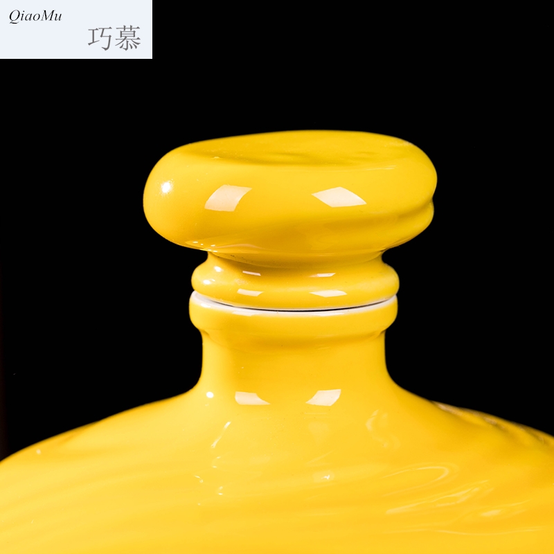 Qiao mu bottle ceramic antique Chinese style 4 jins of empty bottle liquor wine bottle wine storage household seal small jars