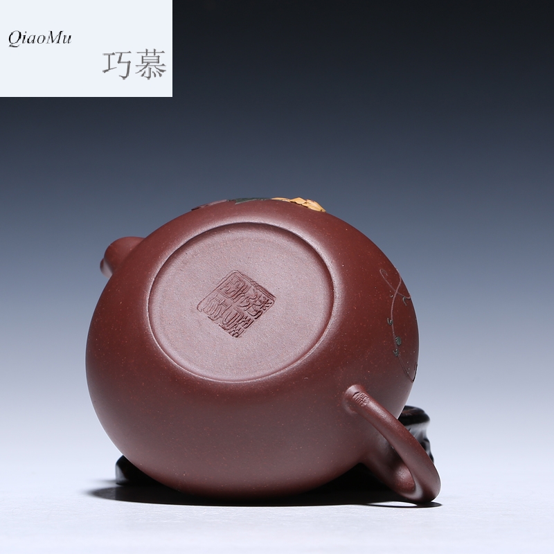 Qiao mu HM yixing ores are it all hand teapot tea house hidden bottom groove mud cleaning the draw oval pot of new products