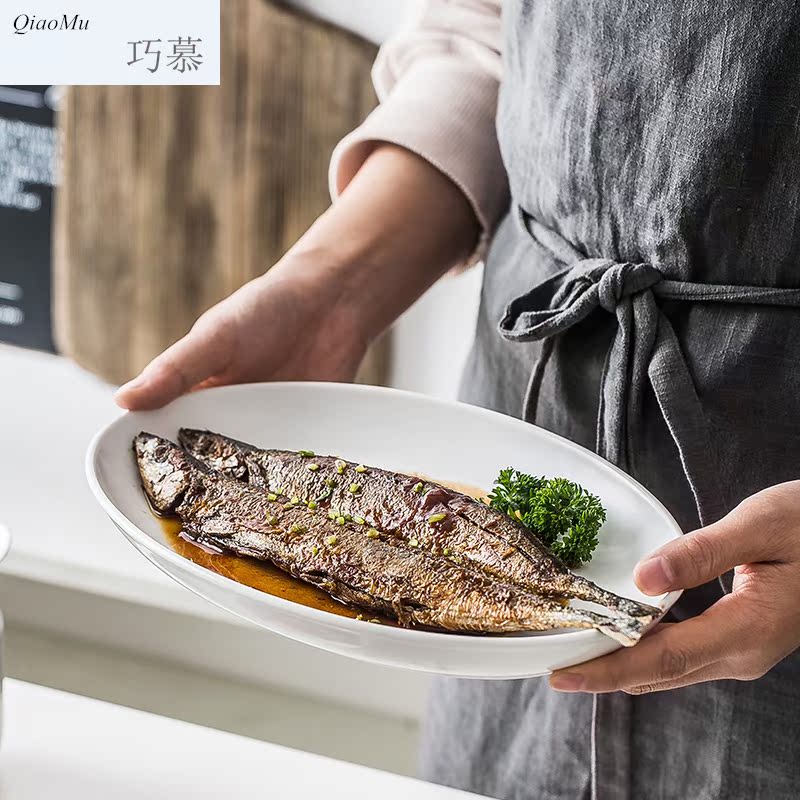 Qiam qiao mu Nordic creative household Japanese ceramic dish dish dish dish rectangular fish dish dish fruit bowl