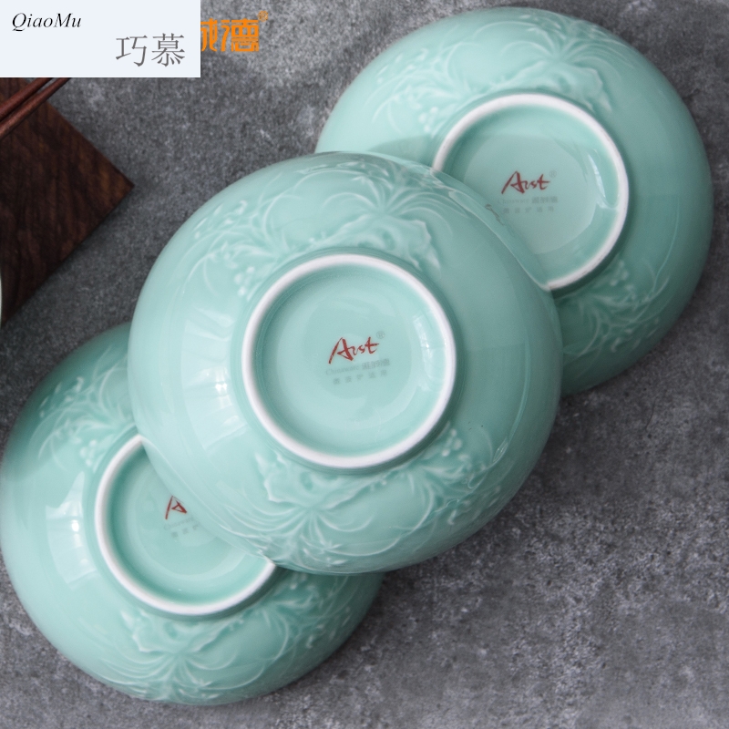 Qiao mu home Japanese - style tableware ceramic bowl 4 at longquan glaze celadon bowl bowl salad bowl for dinner
