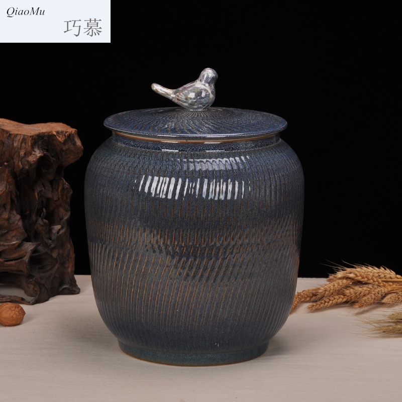 Qiao mu jingdezhen ceramic barrel ricer box 20 jins 30 jins grain storage tank, the nano insect - resistant moistureproof box kitchen