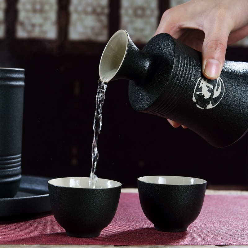 Qiao mu black zen wind temperature ceramic wine home wine wine wine pot hot warm wine pot heating liquor cup wine