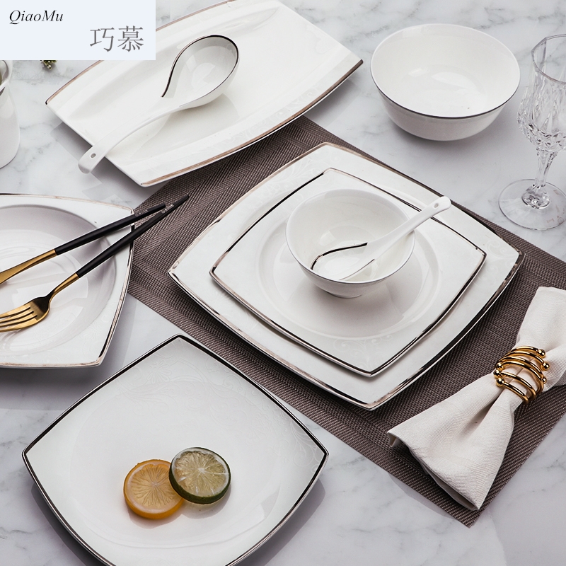 Qiao mu dishes suit household up phnom penh ipads porcelain tableware suit dishes of jingdezhen ceramic bowl chopsticks sets of northern Europe