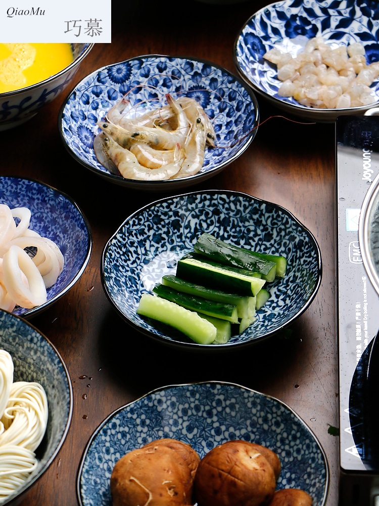Qiao mu ceramic plates snacks Japanese cold snack plate creative dish fruit cake plate household deep dish