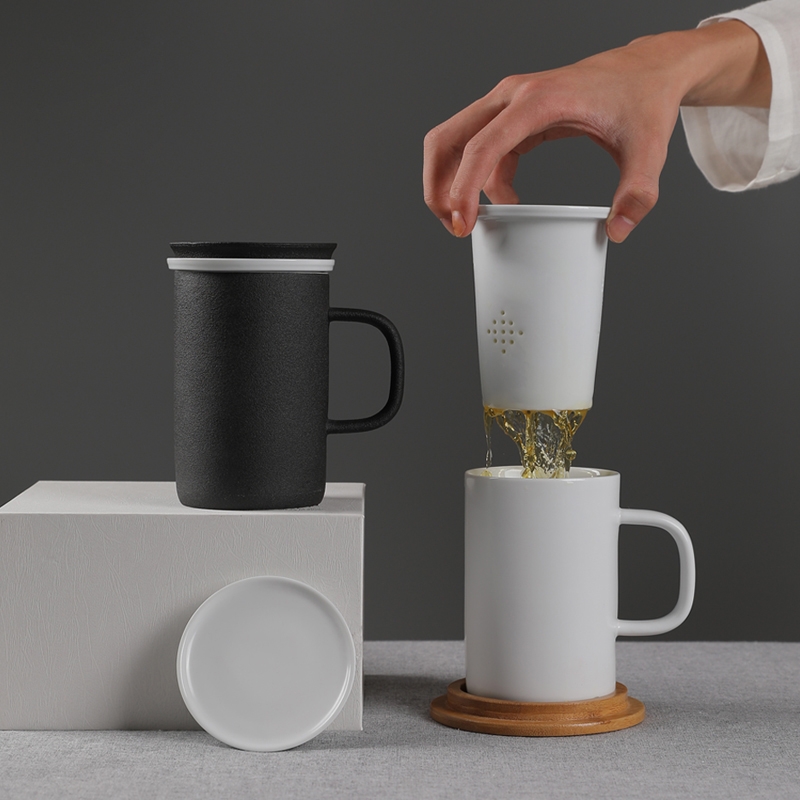 Qiao mu mugs ceramic household with cover filter cup mat cup cup tea cup custom office