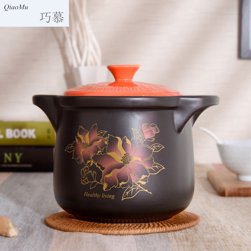 Qiao mu big ceramic casserole stew pot soup pot household high - temperature dry not cracked gas firing stone bowl