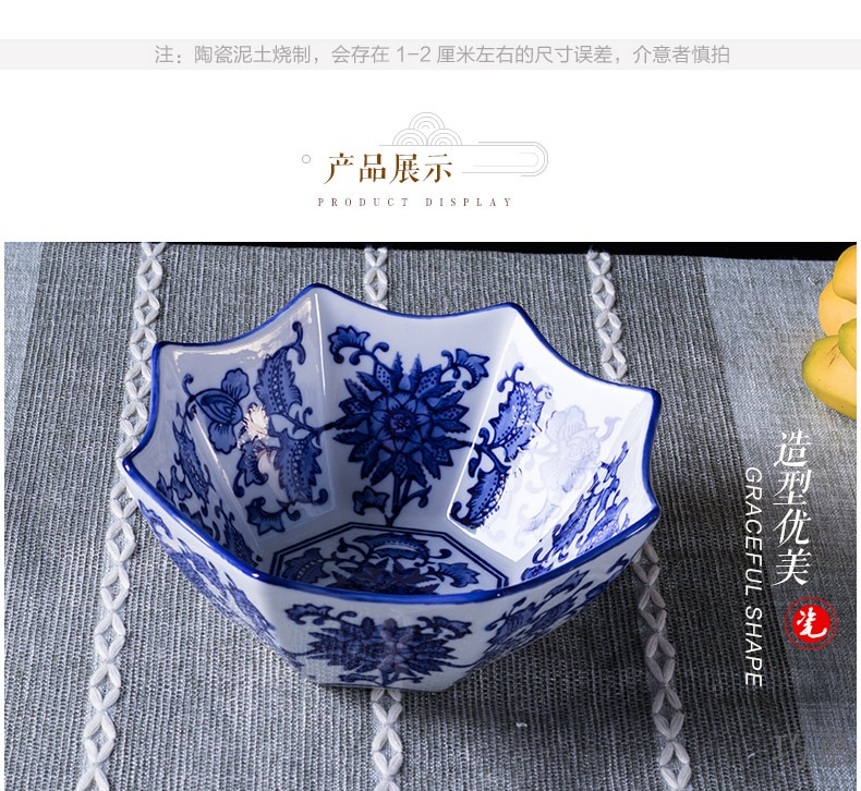 Qiao mu creative ceramic salad bowl dried fruit tray was home star blue fruit bowl afternoon tea snacks zero tea table