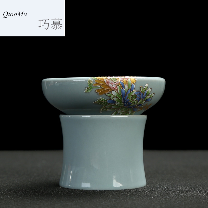Qiao mu kung fu tea accessories with tea tea zero celadon) filtering grilled rack splendid flower flower