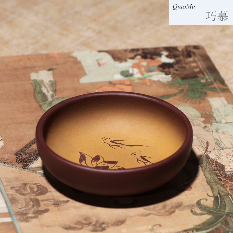 Qiao mu, yixing purple sand sample tea cup pure manual kung fu tea cups, small single master cup bowl individual cup