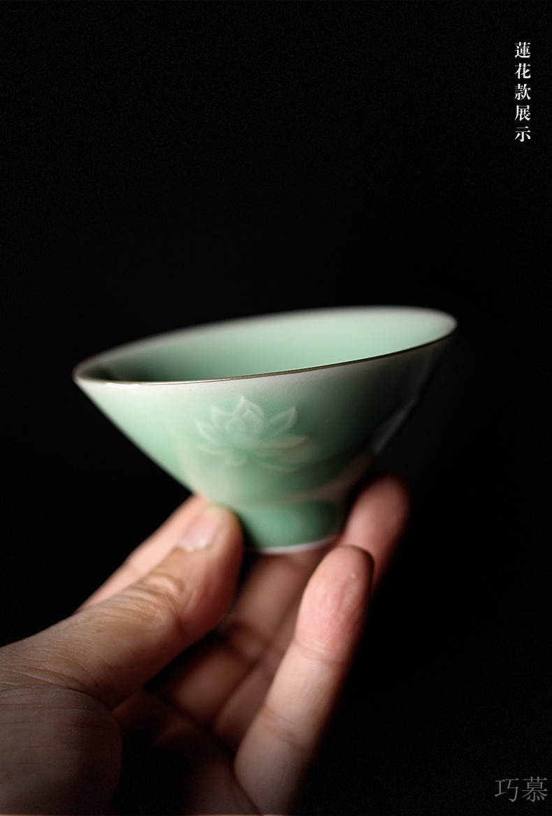 Qiao mu QYX hat to fullness manual sample tea cup kung fu tea set small ceramic cups a master cup single CPU longquan