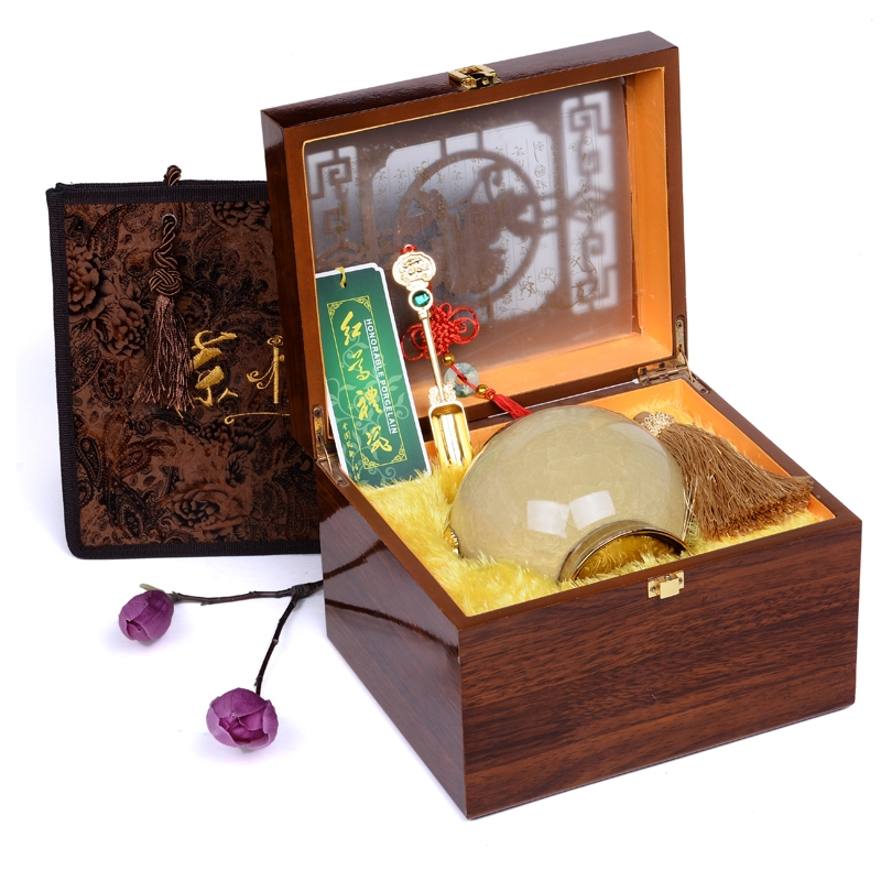 Qiao mu ceramic gold - plated caddy fixings large elder brother up with crack celadon seal storage jar, black tea, green tea package