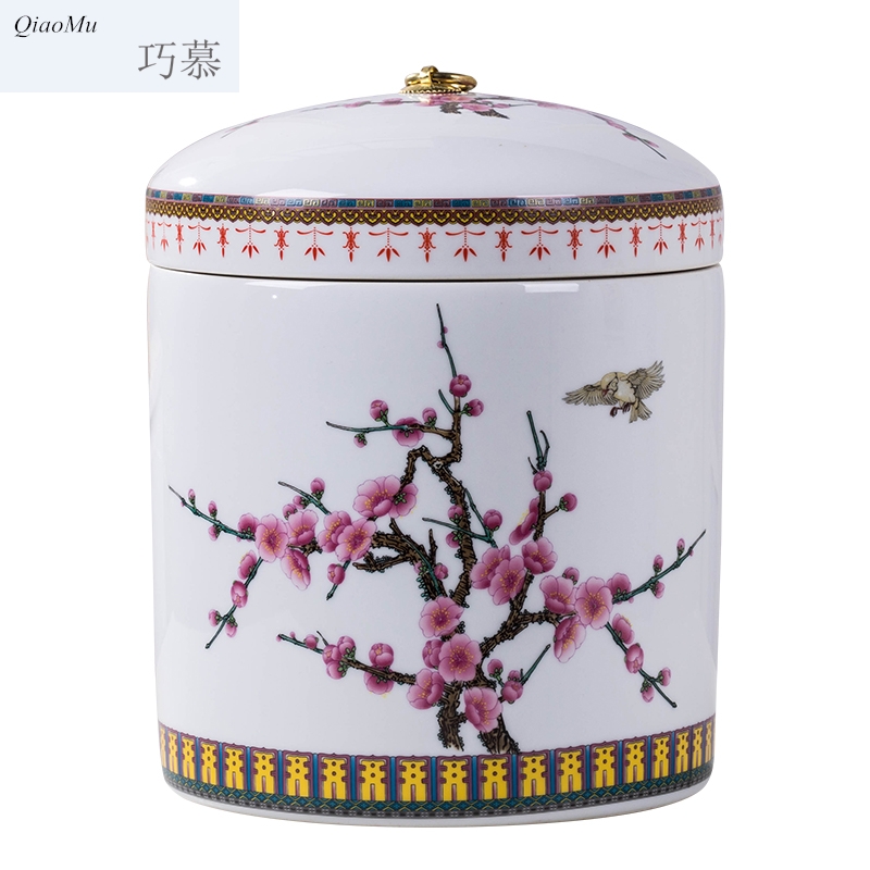 Qiao mu ceramic 10 jins ricer box barrel storage box meter hidden jar airtight dry storage tank flour moistureproof tea cake
